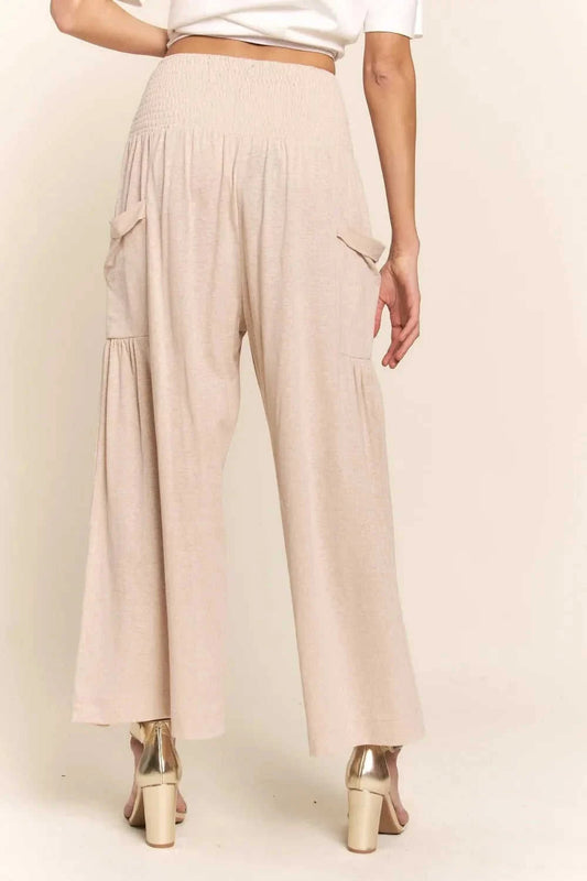 J.NNA Boho Wide Leg Pants with Smocked Waist and Pockets Eco My Home  Salty Season LLC ecomyhome.store United States