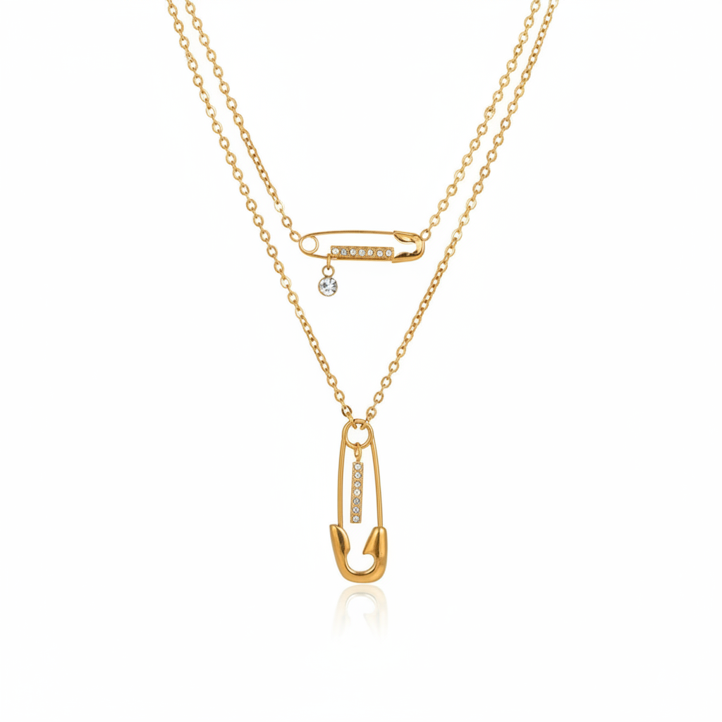 Bold Gold-Plated Layered Pendant Necklace