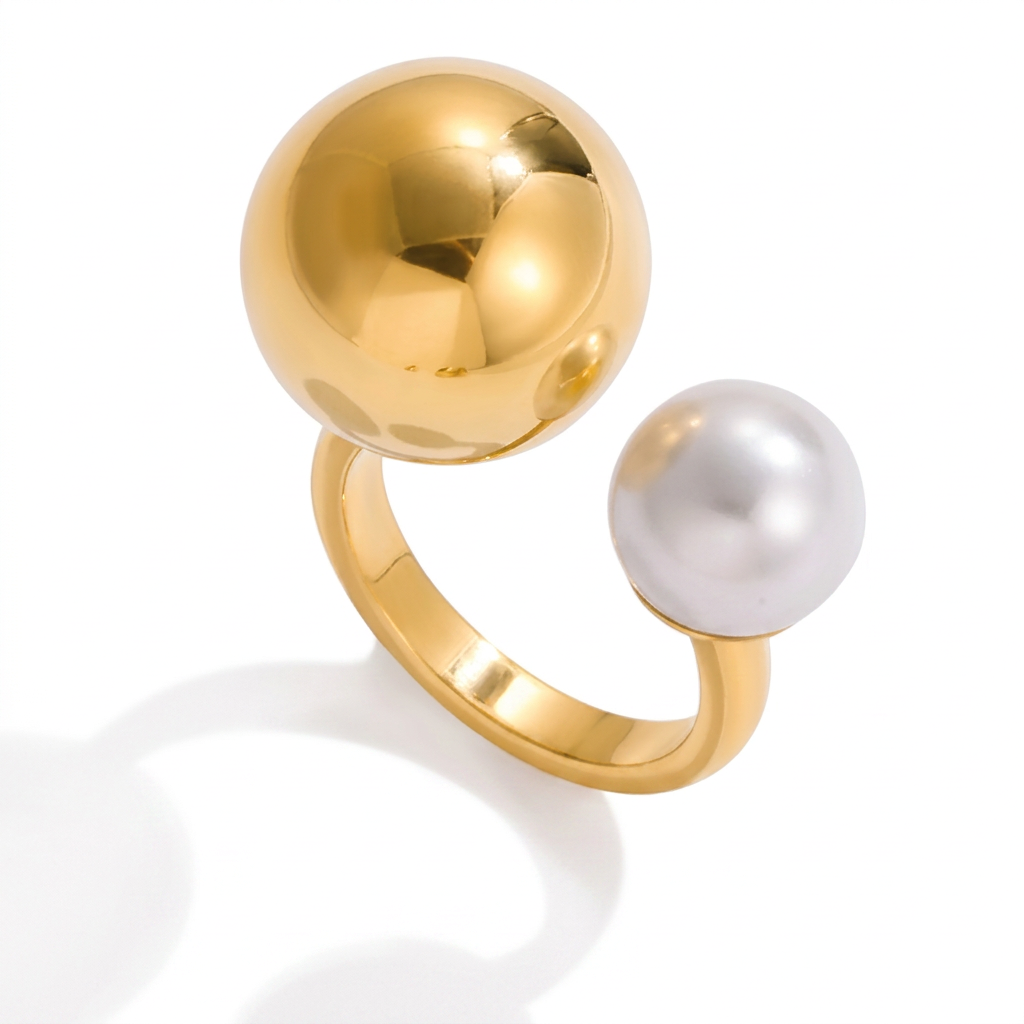 Worthy Gold Pearl Sphere Ring