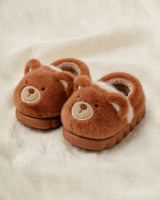 Pre-Order Kids’ Fuzzy Slippers | Bear & Bunny Animal House Shoes