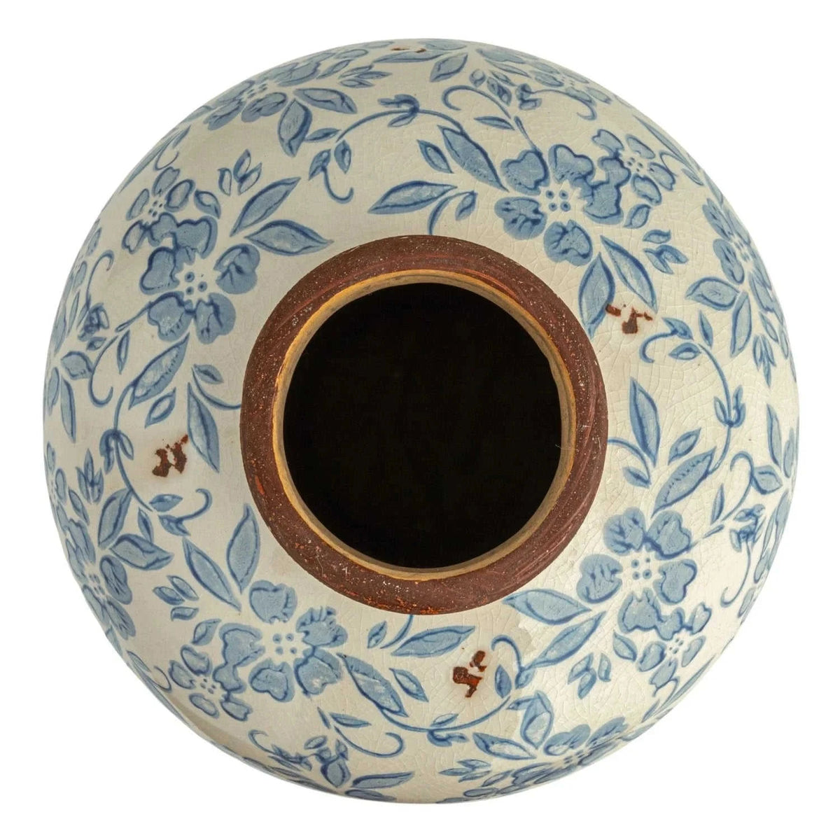 Lainey Terracotta Floral Transferware Vase Eco My Home Decorative Vases White Cliff Studio ecomyhome.store United States