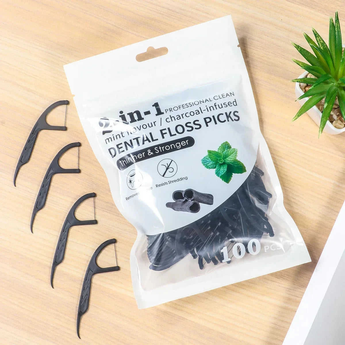 Large Mouthed Mint Bamboo Charcoal Dental Floss Eco My Home  Natural Toothbrush ecomyhome.store United States
