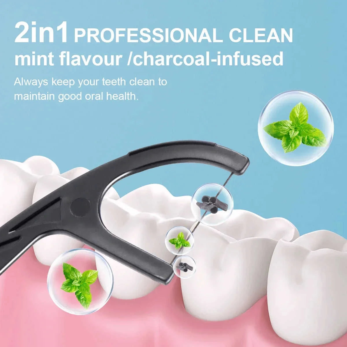 Large Mouthed Mint Bamboo Charcoal Dental Floss Eco My Home  Natural Toothbrush ecomyhome.store United States