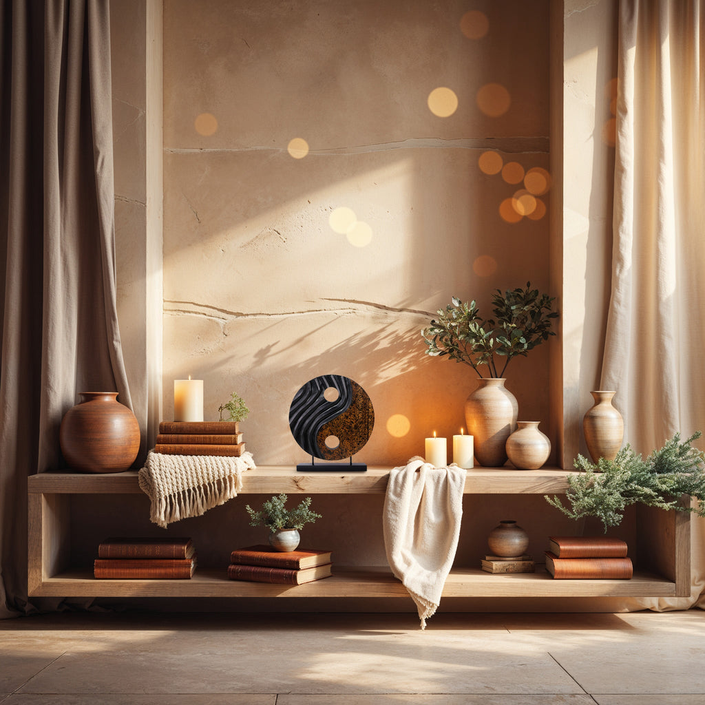 Celestial Balance – Handmade Yin Yang Wooden Sculpture, Decorative Home Art