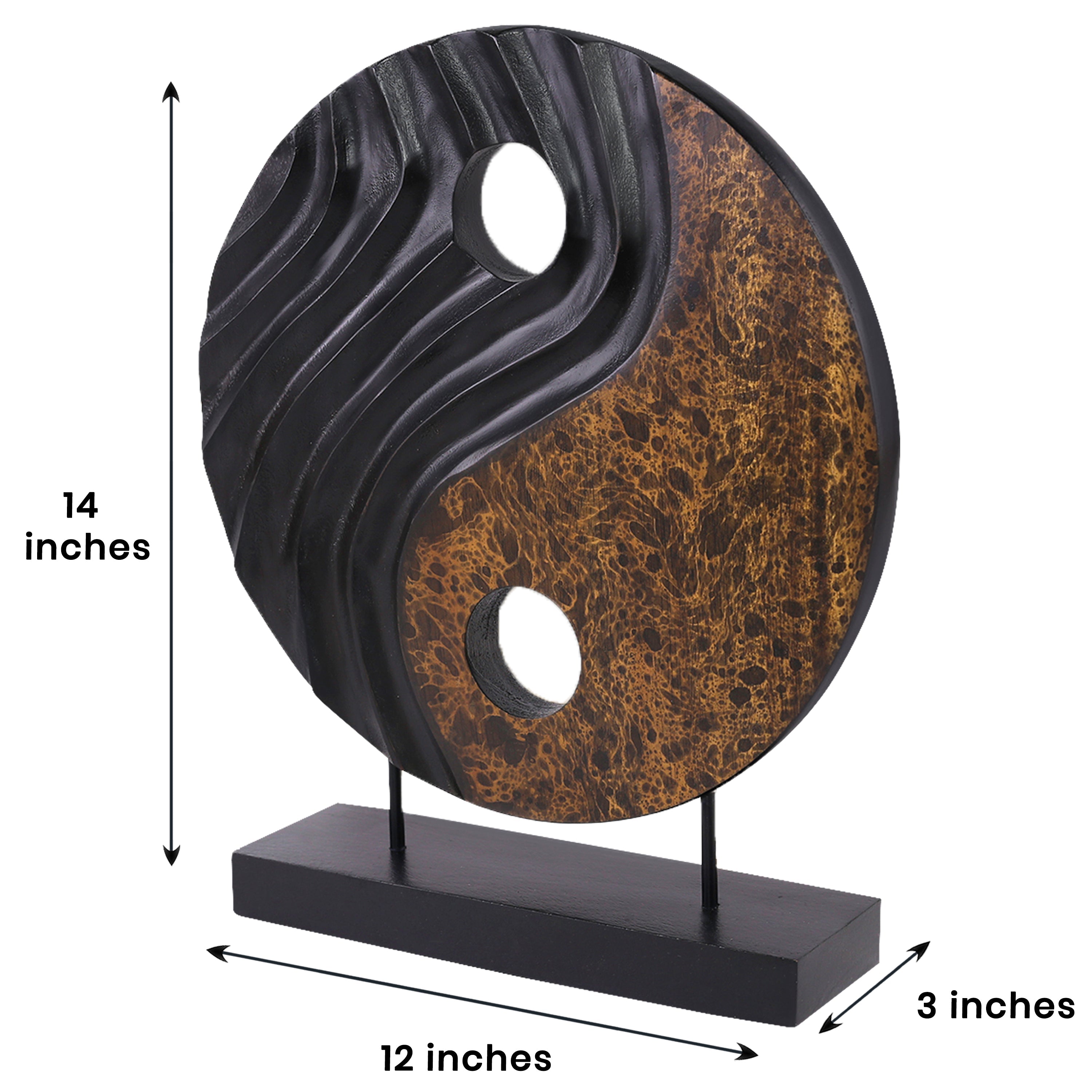 Celestial Balance – Handmade Yin Yang Wooden Sculpture, Decorative Home Art