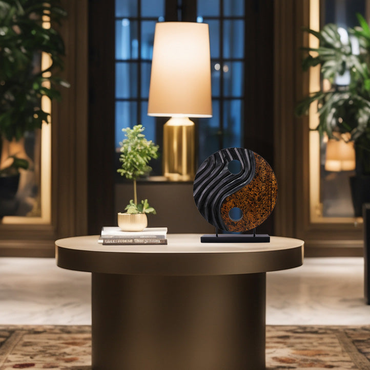 Celestial Balance – Handmade Yin Yang Wooden Sculpture, Decorative Home Art