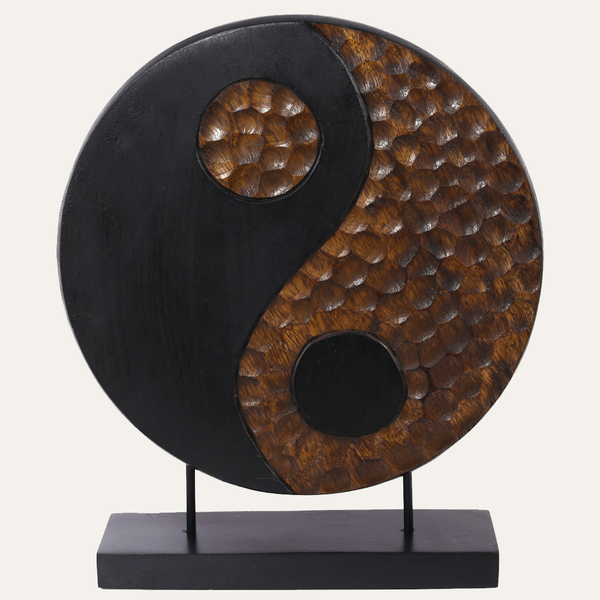 Tranquil Spirit – Hand-Carved Yin Yang Wooden Sculpture, Elegant Home and Farm House Décor