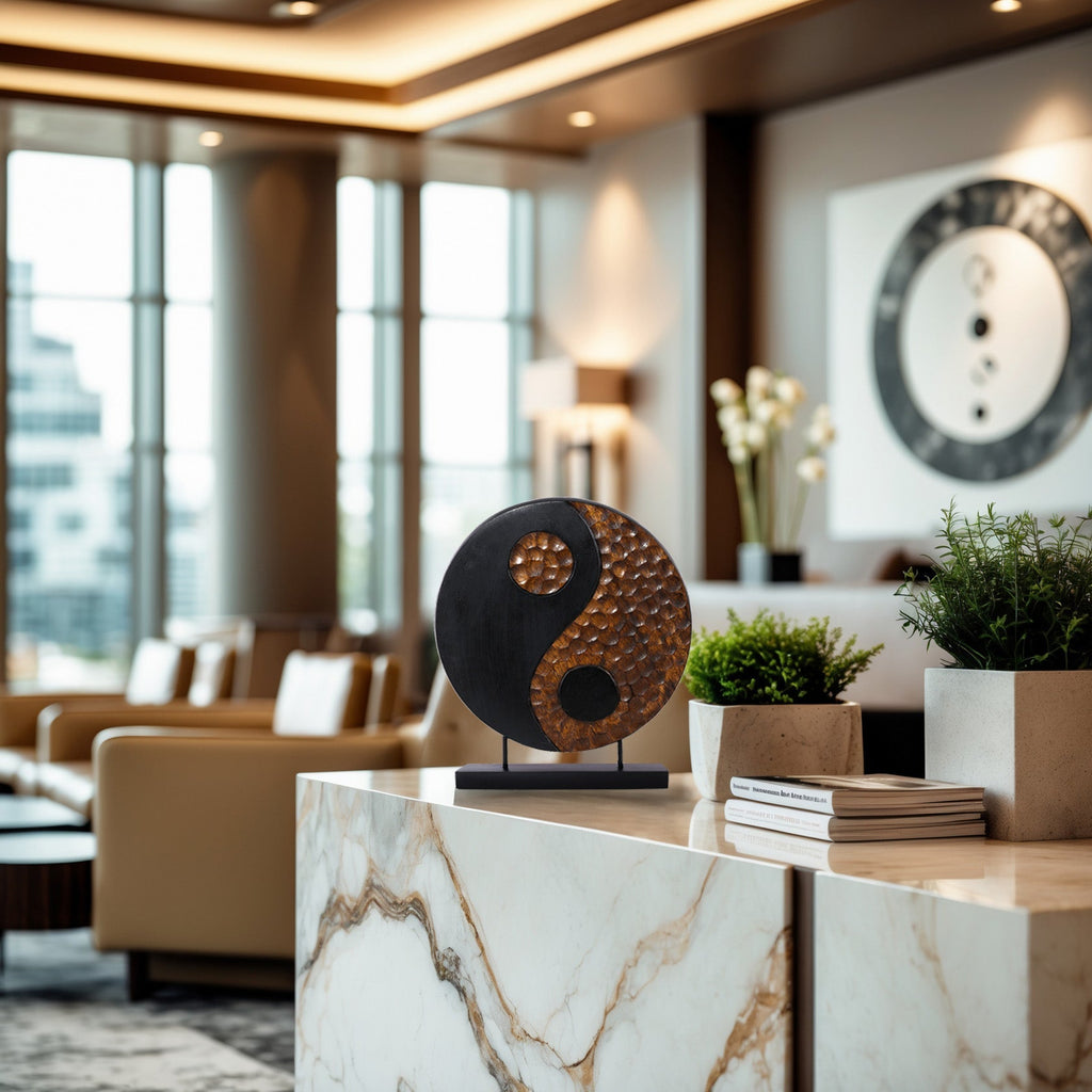 Tranquil Spirit – Hand-Carved Yin Yang Wooden Sculpture, Elegant Home and Farm House Décor
