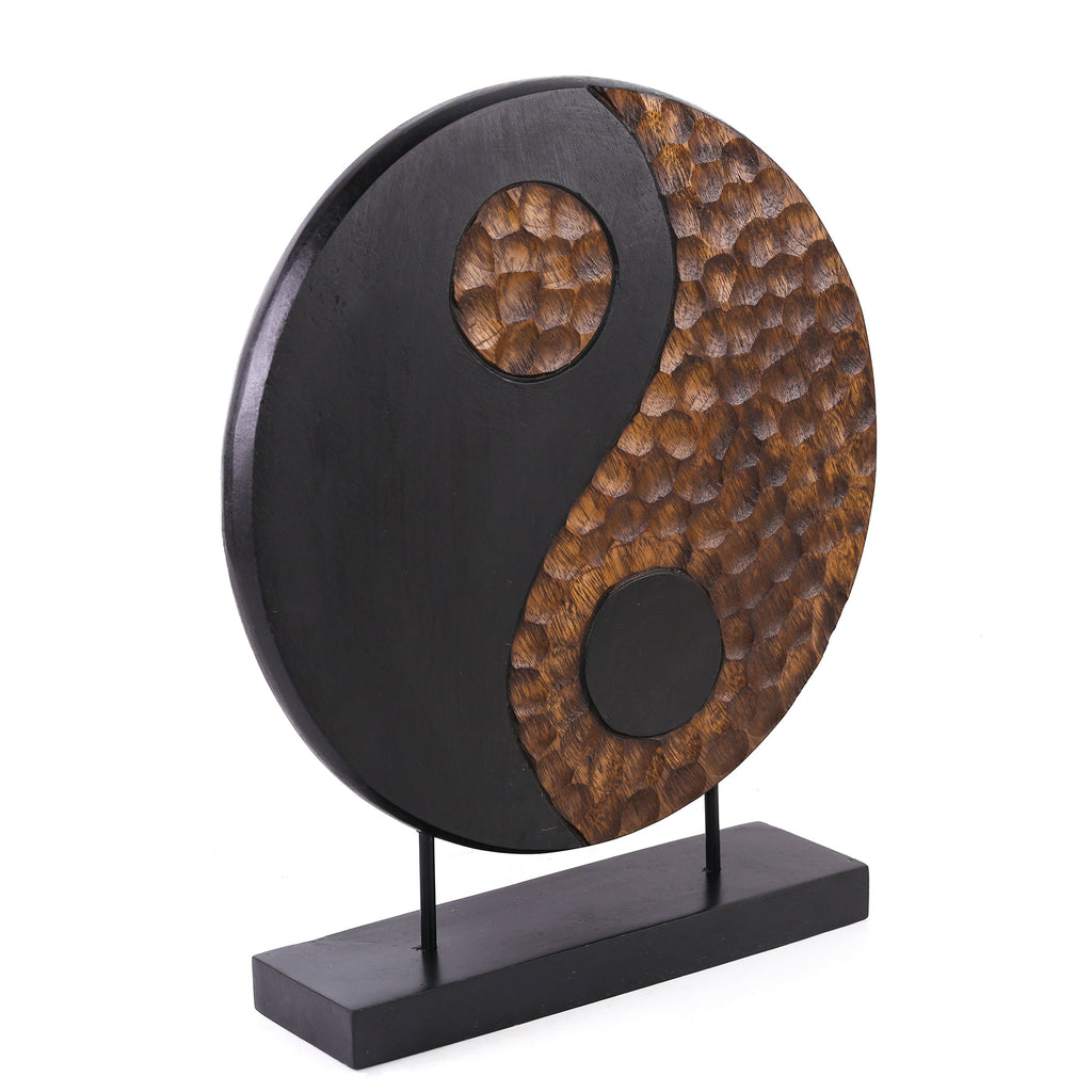 Tranquil Spirit – Hand-Carved Yin Yang Wooden Sculpture, Elegant Home and Farm House Décor