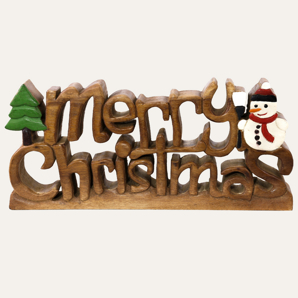Yuletide Charm – Handmade Wooden Sculpture, Artistic Christmas Home Decor