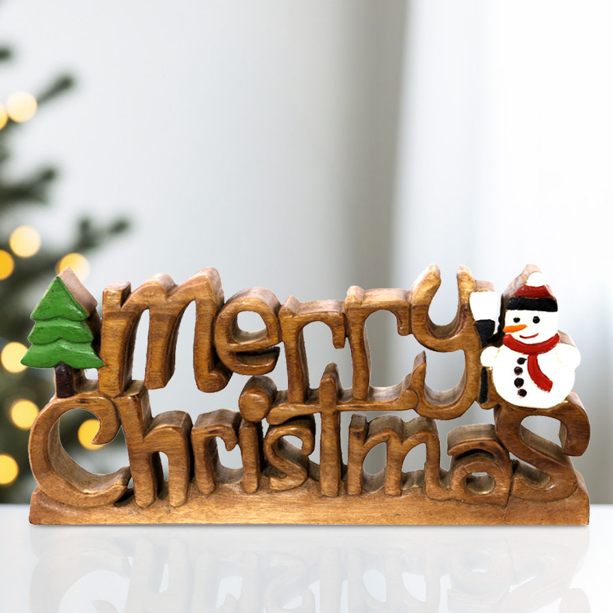 Yuletide Charm – Handmade Wooden Sculpture, Artistic Christmas Home Decor