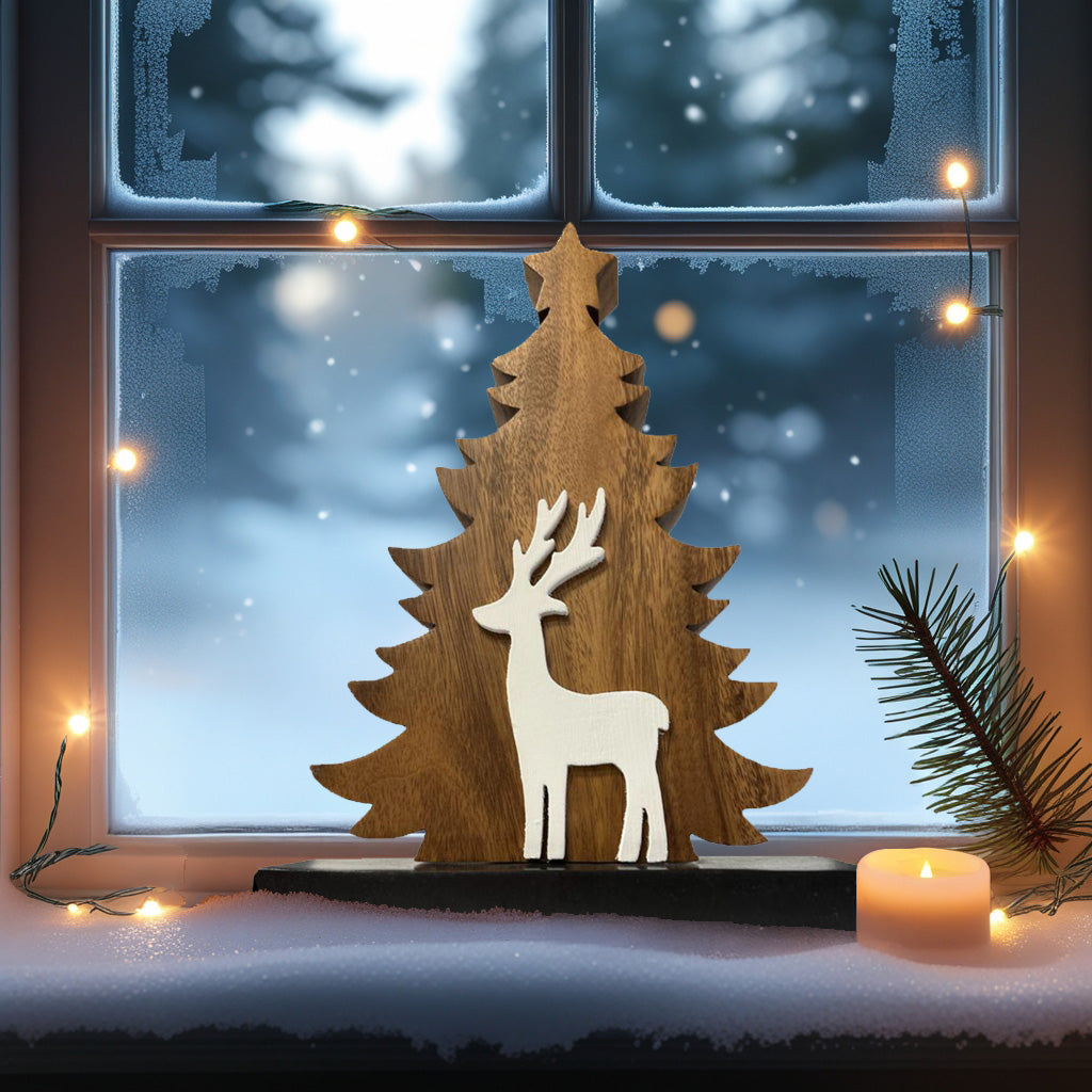Evergreen Grace – Handmade Wooden Christmas Tree Sculpture, Festive Home Decor
