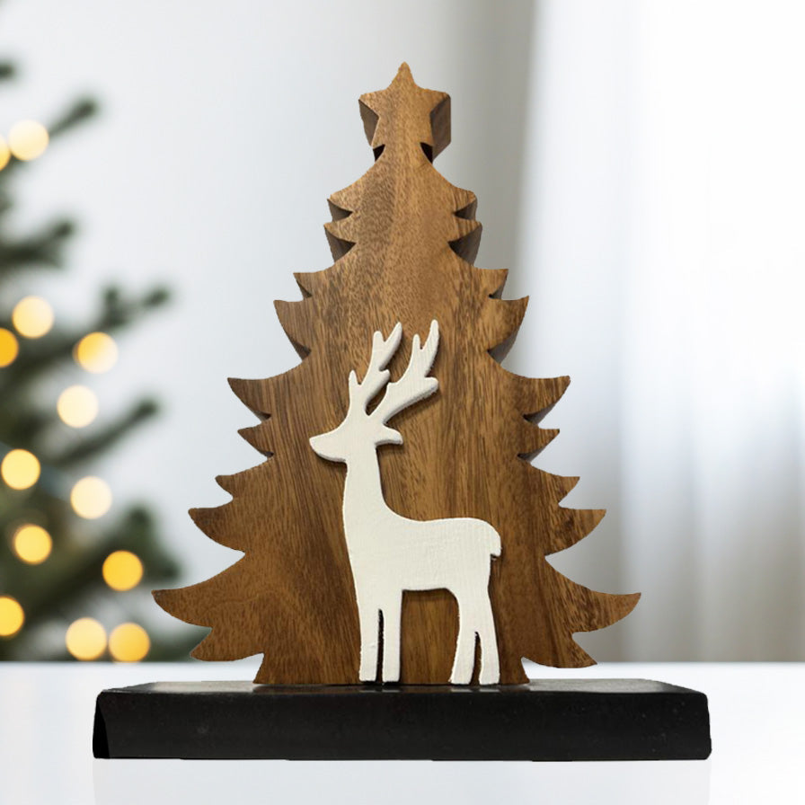 Evergreen Grace – Handmade Wooden Christmas Tree Sculpture, Festive Home Decor