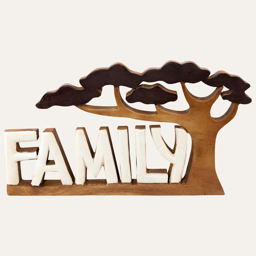 Forever Family – Hand Carved Wooden Sculpture, Handmade Decorative Home Art