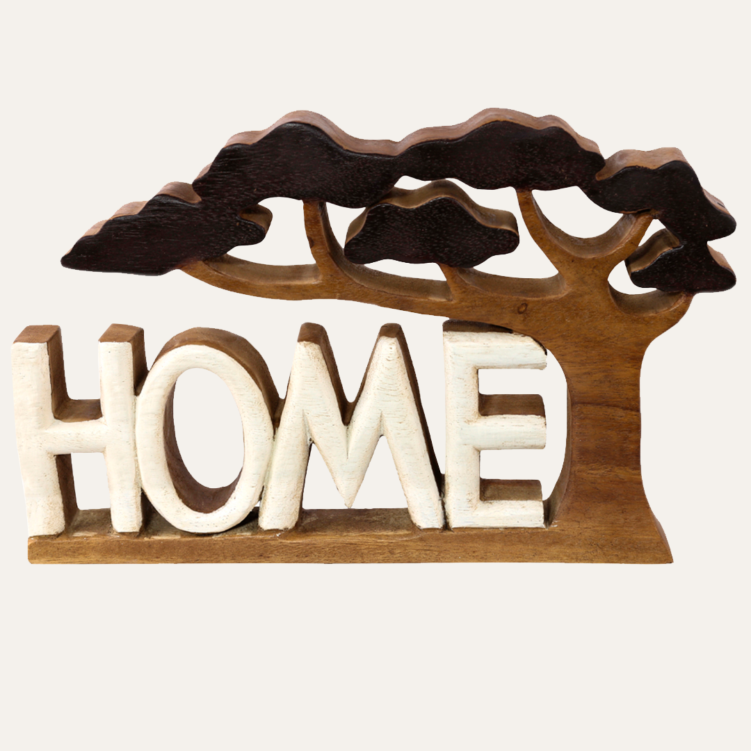 Wooden Sculpture – Artisan Form, Rustic Acacia