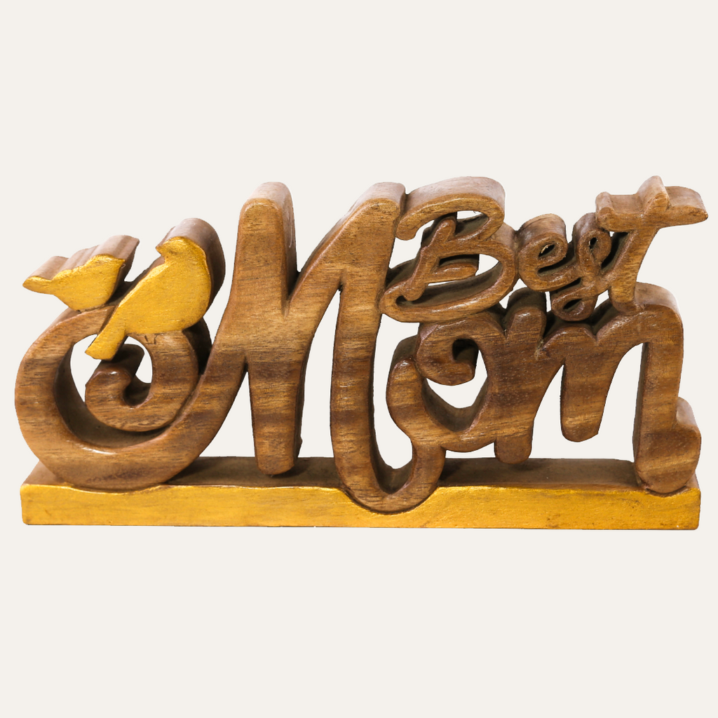 Eternal Love Mom – Handmade Wooden Sculpture, Artistic Mother’s Day Home Decor