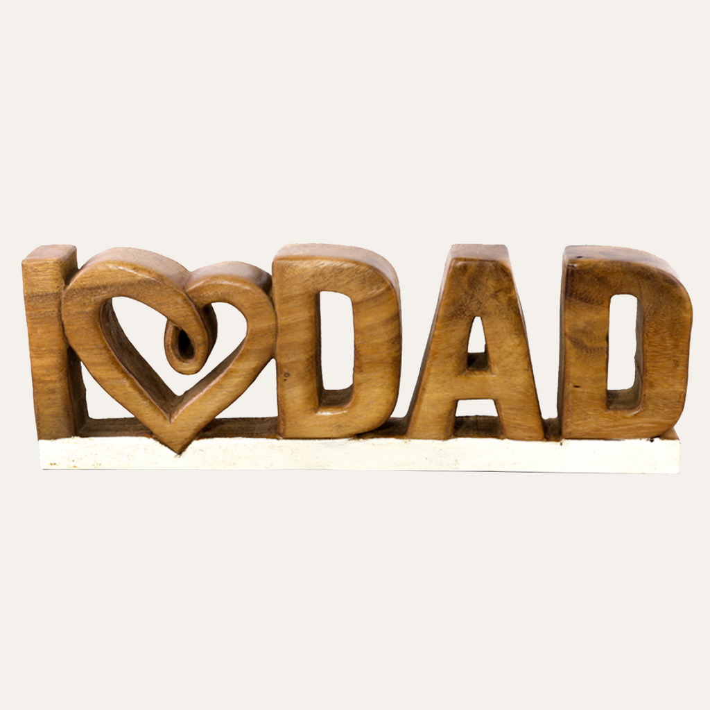Emmeric Love Dad – Handmade Wooden Sculpture, Decorative Father’s Day Gift