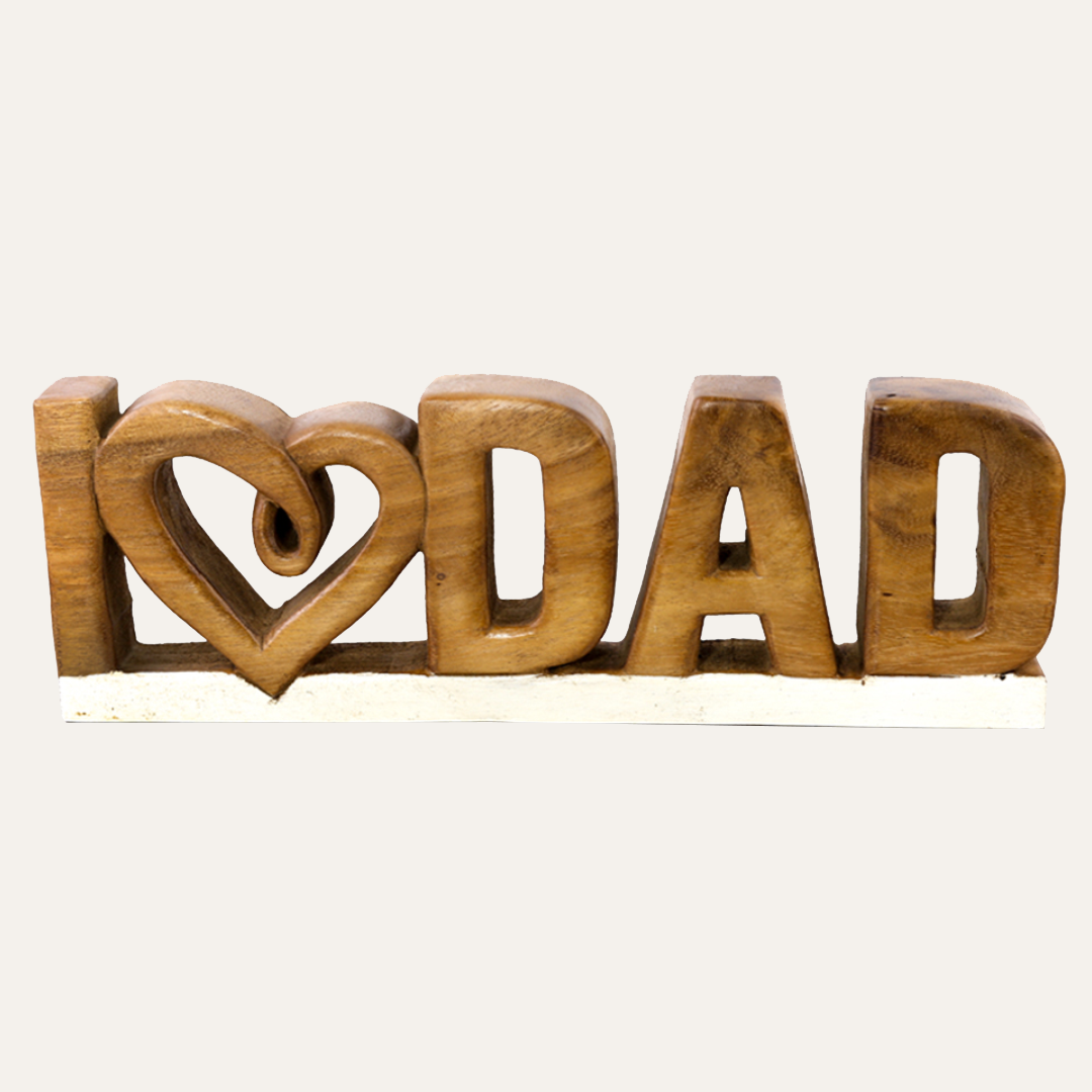 Emmeric Love Dad – Handmade Wooden Sculpture, Decorative Father’s Day Gift