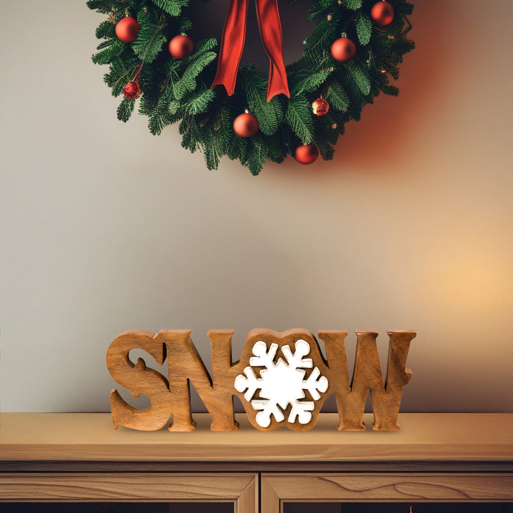Winter Grace – Hand-Carved Wooden Sculpture, Handmade Seasonal Home Decor