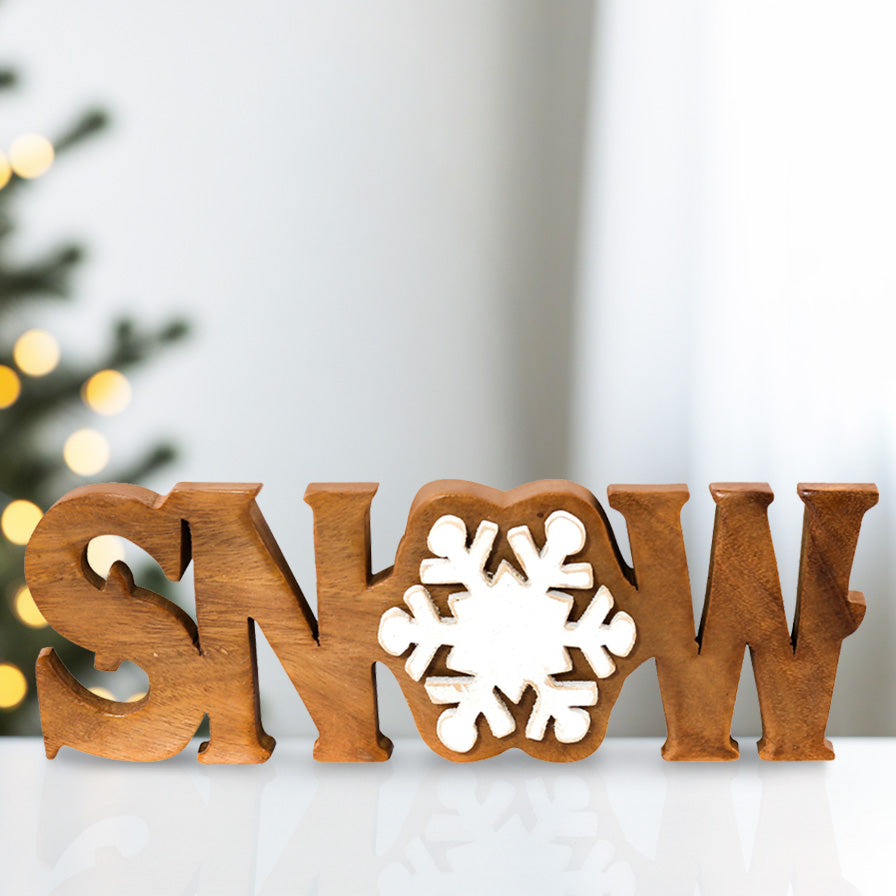 Winter Grace – Hand-Carved Wooden Sculpture, Handmade Seasonal Home Decor