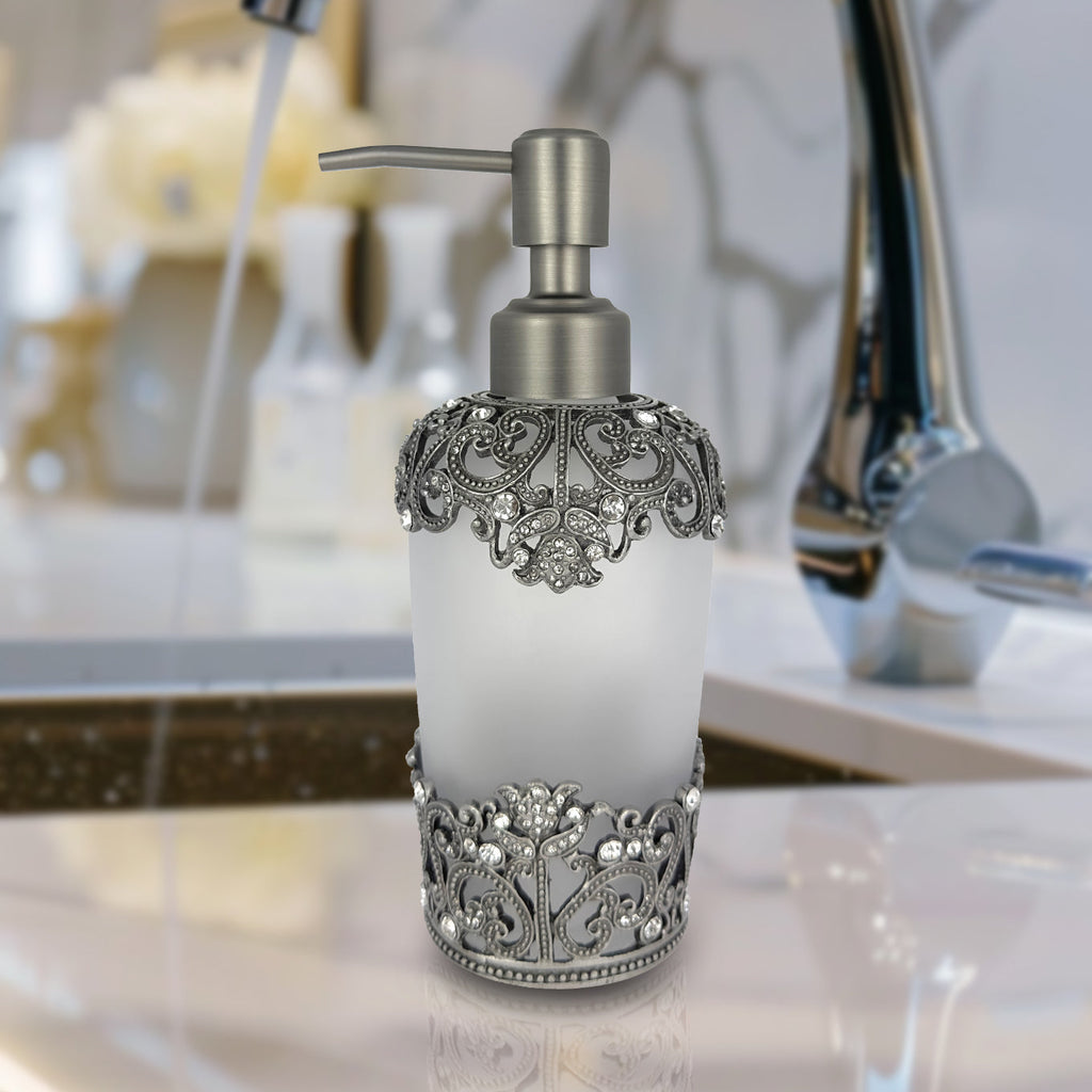 Celestia Glow – Modern Decorative Bathroom Accessory Handmade Soap Dispenser, 9 oz