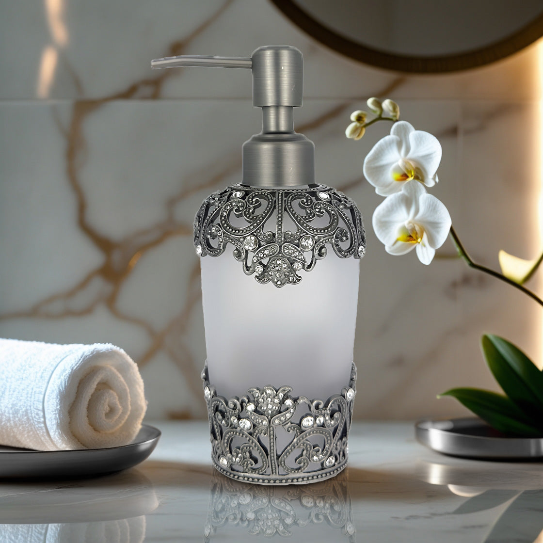 Celestia Glow – Modern Decorative Bathroom Accessory Handmade Soap Dispenser, 9 oz