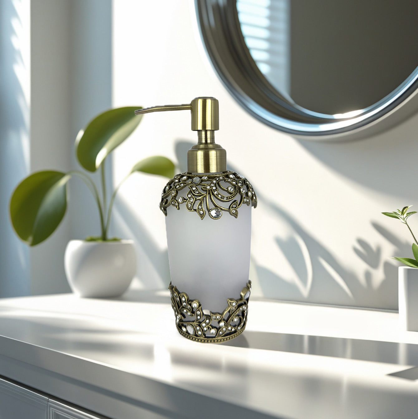 Liora Bloom – Modern Decorative Bathroom Accessory Handmade Soap Dispenser, 9 oz