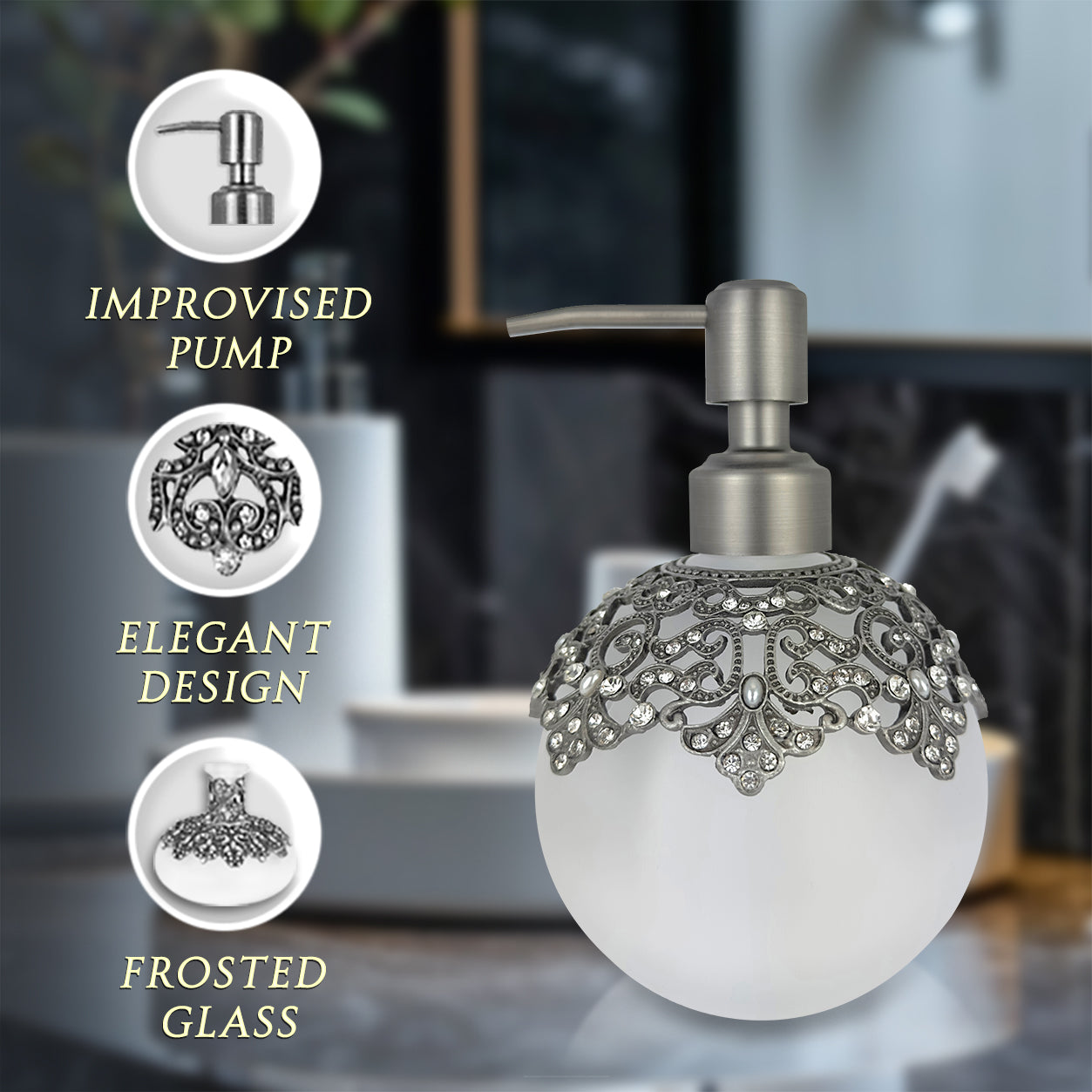 Isolde Essence – Modern Decorative Bathroom Accessory Handmade Soap Dispenser, 12 oz