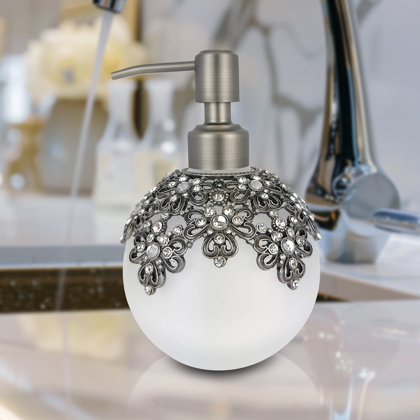 Lavinia Bloom – Modern Decorative Bathroom Accessory Handmade Soap Dispenser, 12 oz