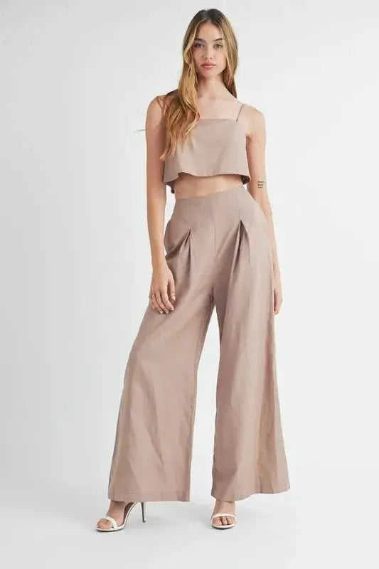 Linen Crop Cami Wide Leg Pants Set | Boho Vibe Essentials Eco My Home romper Salty Season LLC ecomyhome.store United States