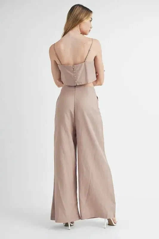 Linen Crop Cami Wide Leg Pants Set | Boho Vibe Essentials Eco My Home romper Salty Season LLC ecomyhome.store United States