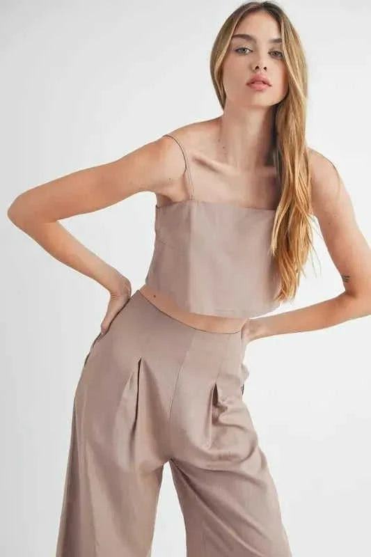 Linen Crop Cami Wide Leg Pants Set | Boho Vibe Essentials Eco My Home romper Salty Season LLC ecomyhome.store United States