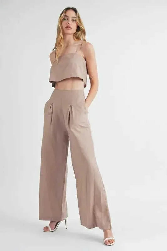 Linen Crop Cami Wide Leg Pants Set | Boho Vibe Essentials Eco My Home romper Salty Season LLC ecomyhome.store United States