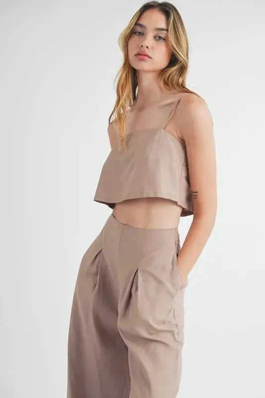 Linen Crop Cami Wide Leg Pants Set | Boho Vibe Essentials Eco My Home romper Salty Season LLC ecomyhome.store United States