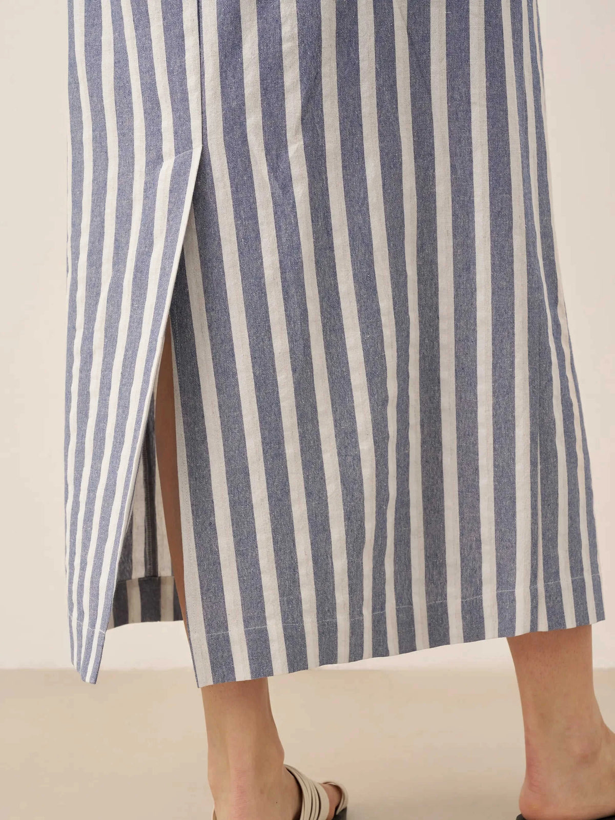 Linen Striped Drawstring Skirt ELISE Eco My Home Bottoms > Skirts > Linen Blend > Summer Casual / Lightweight LINTICO ecomyhome.store United States