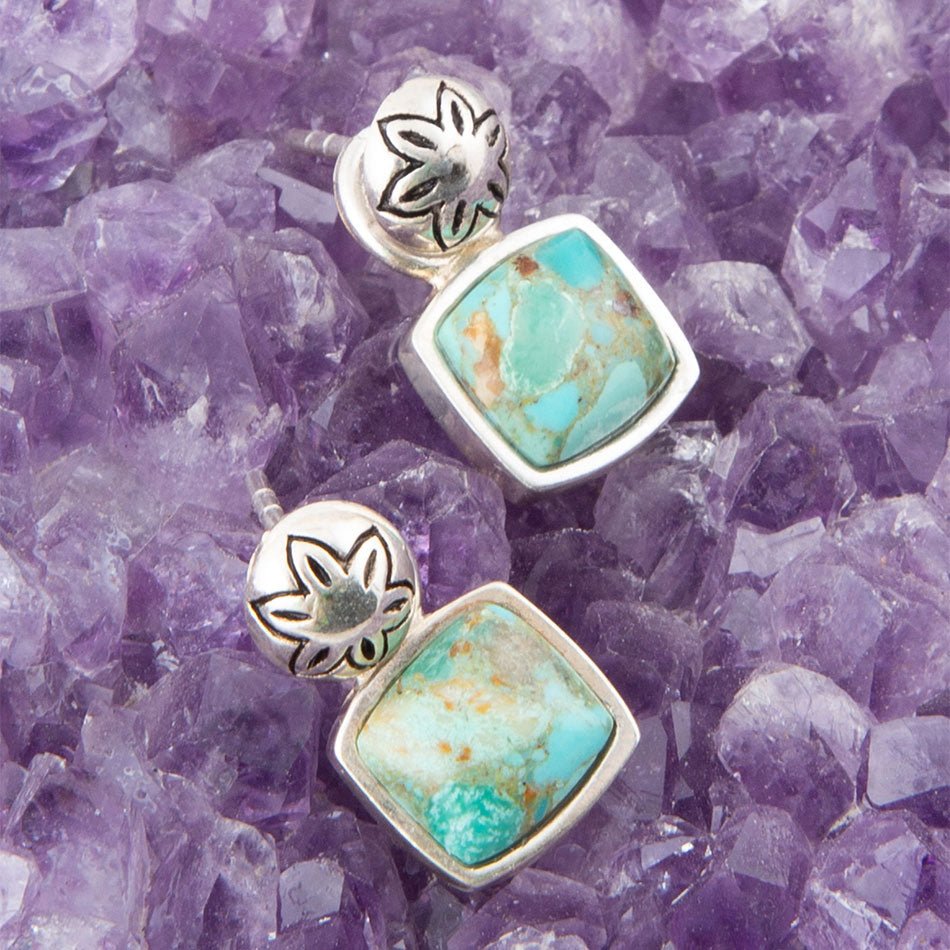 Little Bits Blue Turquoise Post Sterling Silver Earrings