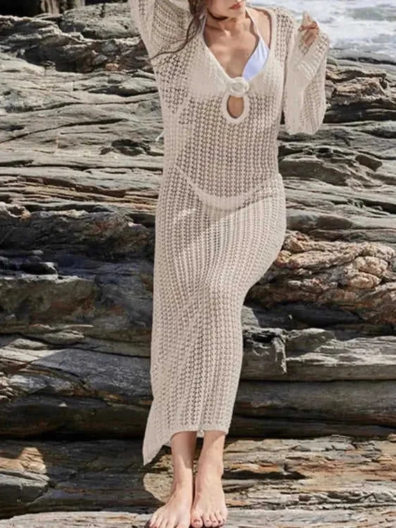 Long Sleeve Backless Cover-Up Dress - Refined Boho Style Eco My Home  Salty Season LLC ecomyhome.store United States