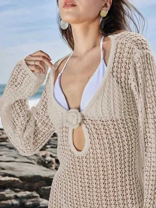 Long Sleeve Backless Cover-Up Dress - Refined Boho Style Eco My Home  Salty Season LLC ecomyhome.store United States