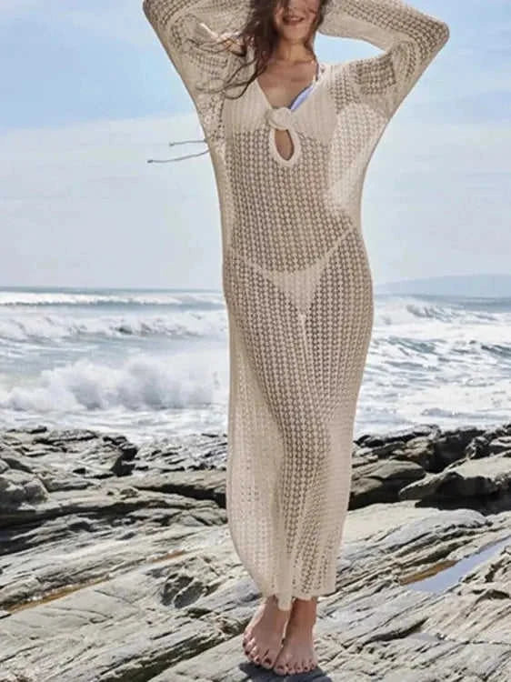 Long Sleeve Backless Cover-Up Dress - Refined Boho Style Eco My Home  Salty Season LLC ecomyhome.store United States