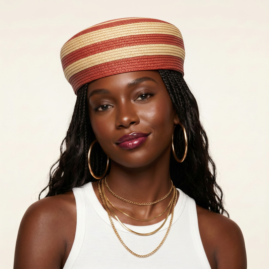 Wanderlust Striped Straw Beret