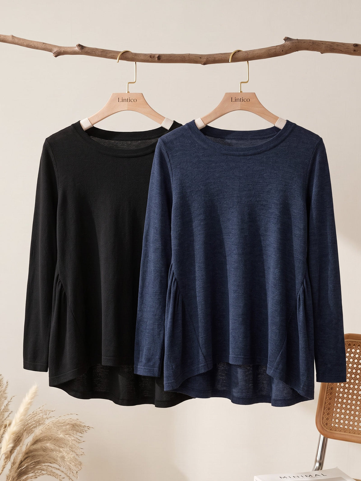 Wool Panelled Ruched Asymmetric Hem Top KALISTA
