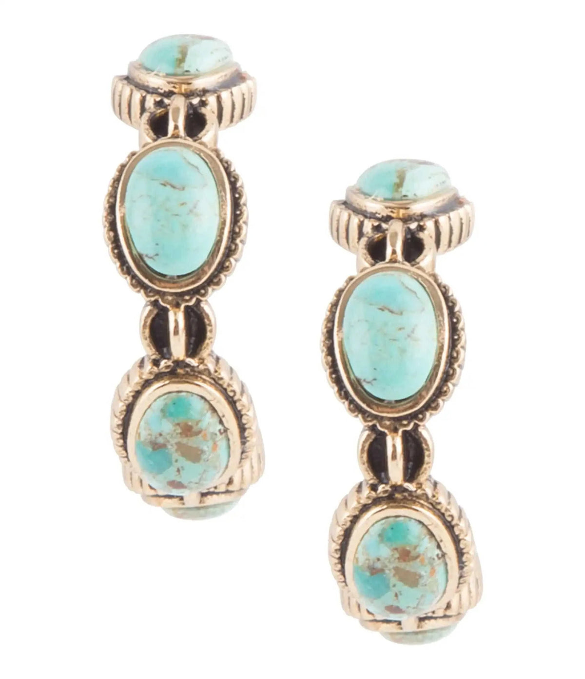 Luxurious Blue Turquoise Golden Hoop Earrings Eco My Home Earrings Barse Jewelry ecomyhome.store United States