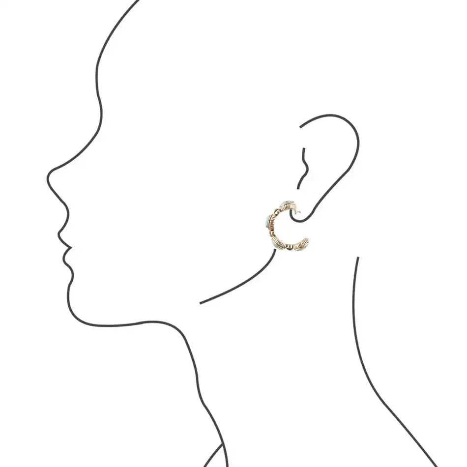 Luxurious Blue Turquoise Golden Hoop Earrings Eco My Home Earrings Barse Jewelry ecomyhome.store United States
