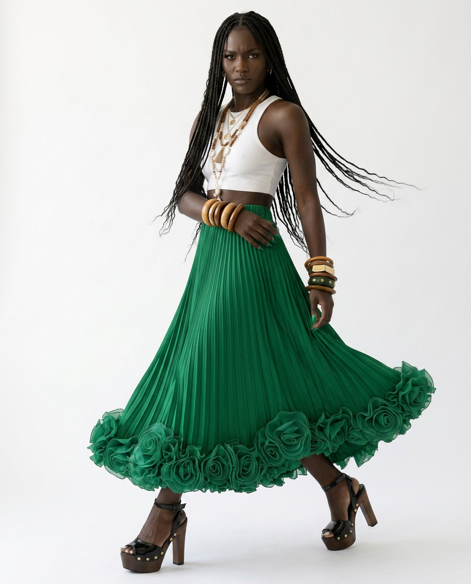 Radiant Pleated Floral Maxi Skirt