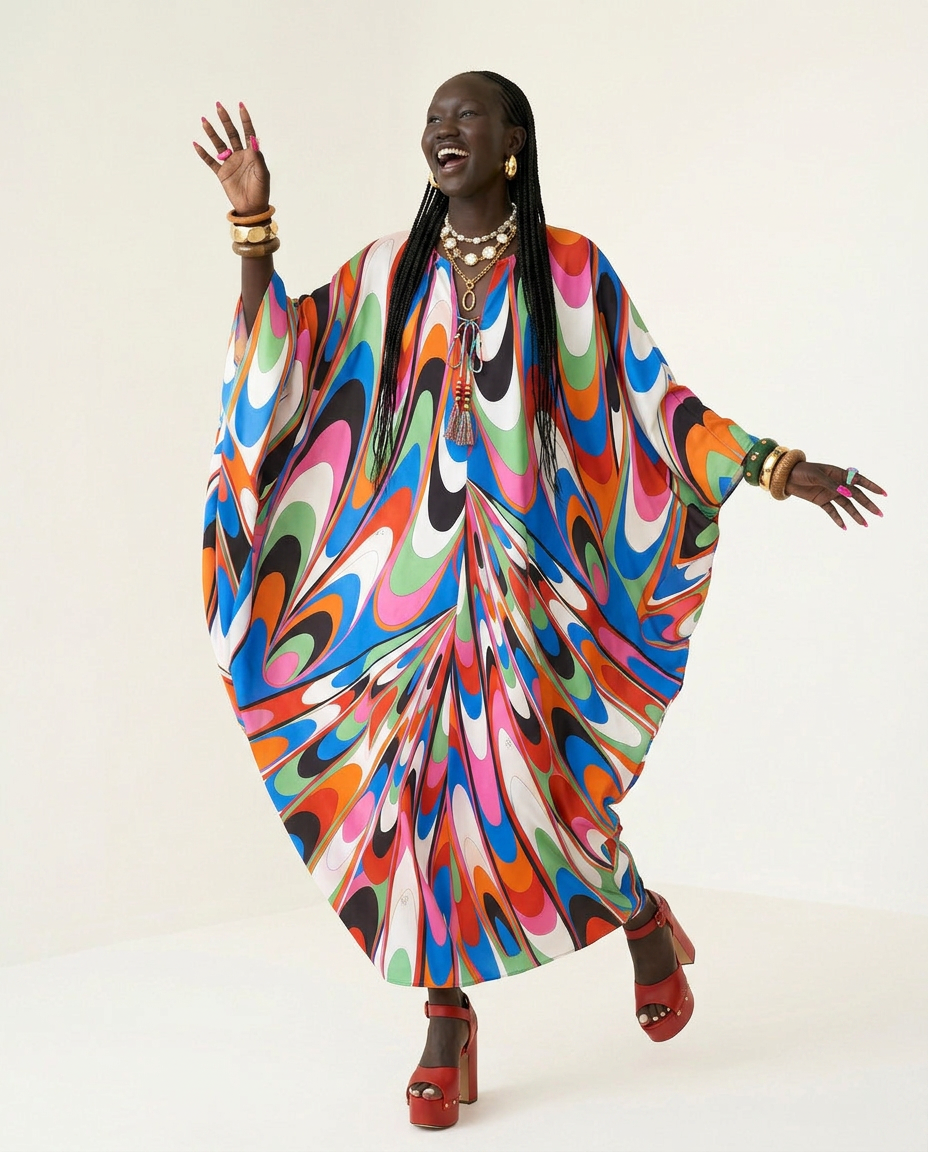 Vibrant Printed Loose Maxi Dress