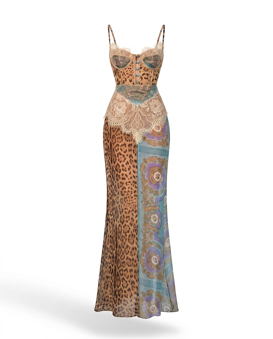 Audacious Lace Printed Maxi Dress
