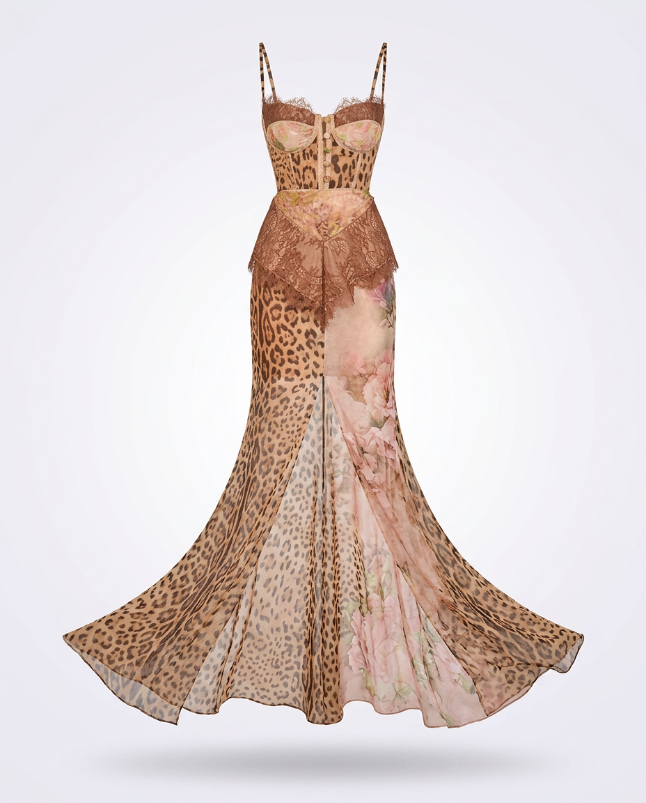 Audacious Lace Printed Maxi Dress
