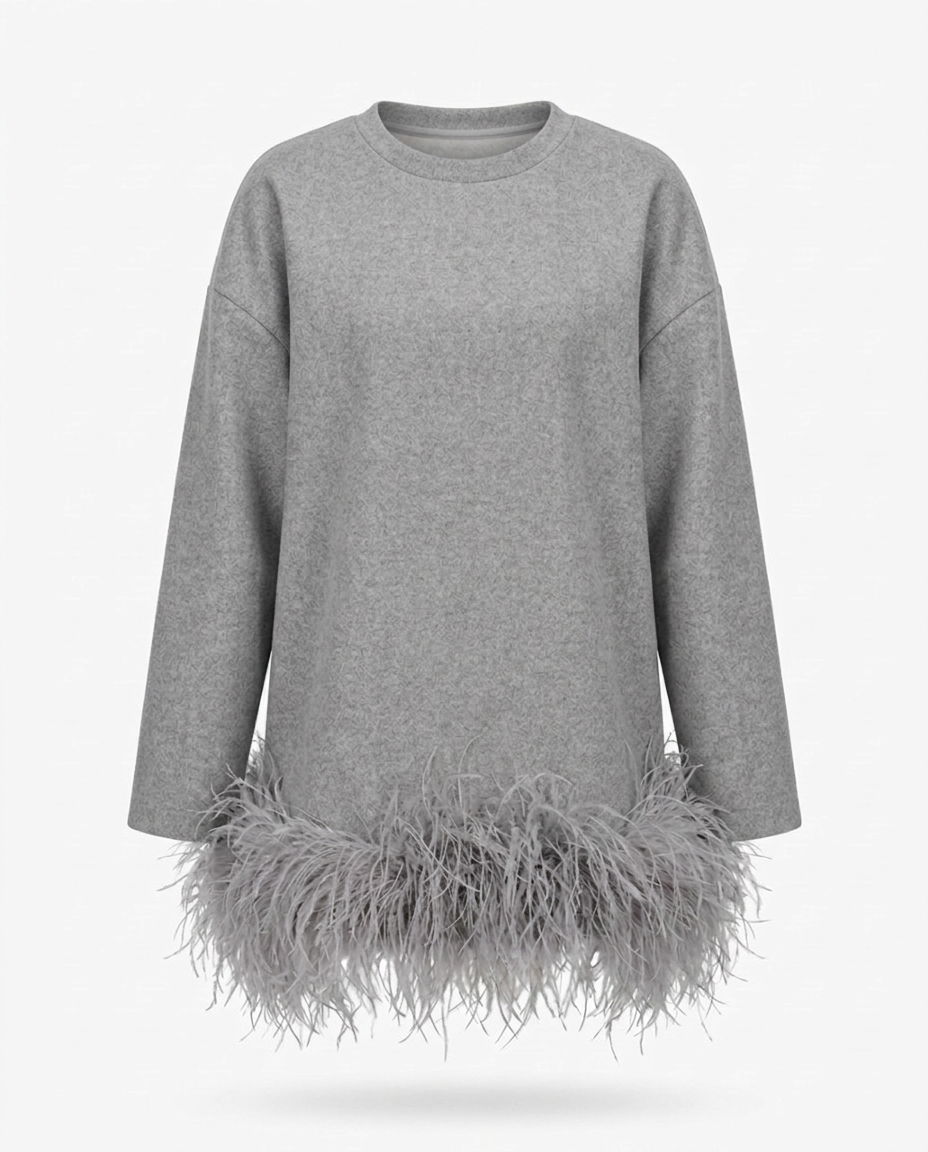 Audacious Feather Trim Sweatshirt