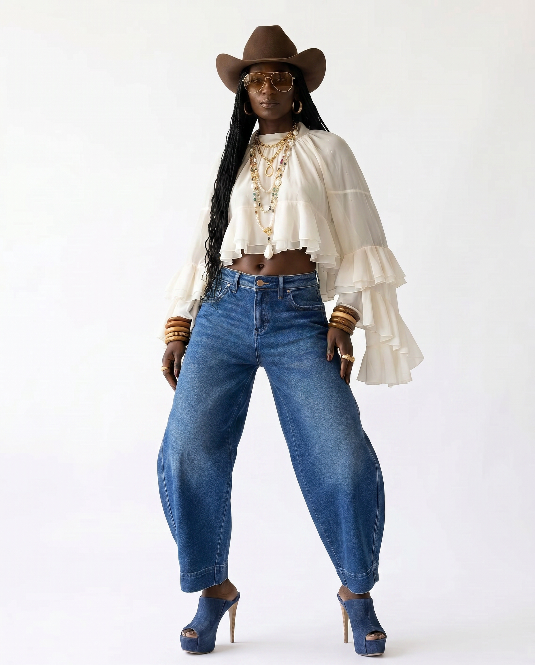 Radiant Mesh Lace Flare Blouse