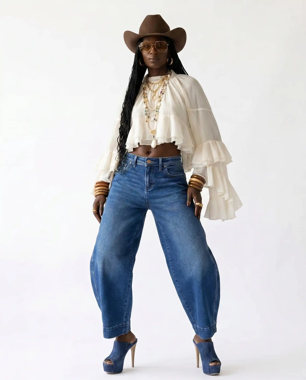 Radiant Mesh Lace Flare Blouse